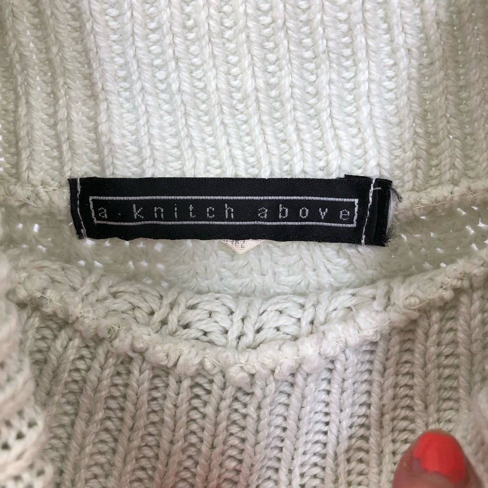 Chunky Knit Color Block Green Turtleneck Size M - image 4